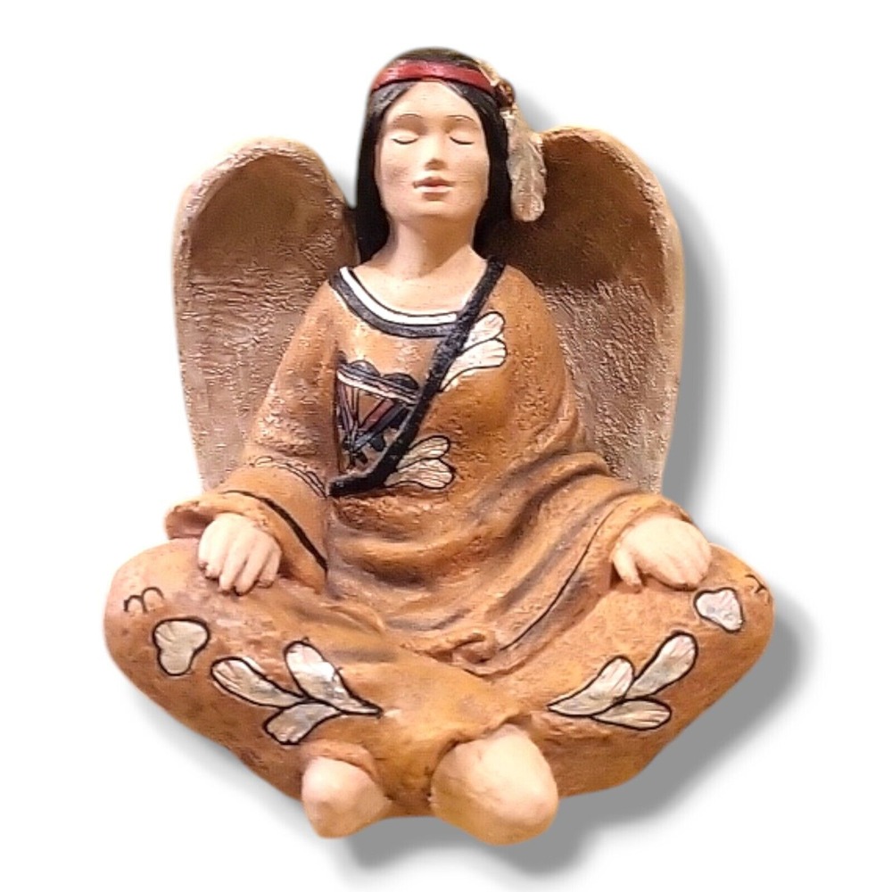 Vintage‎ Native American Angel Handpainted Terra Cotta Figure Pre-owned